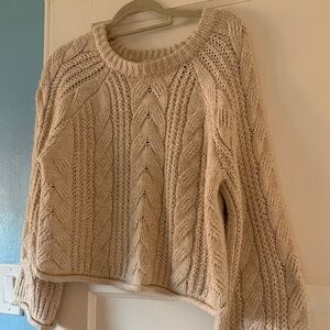 Bell sleeves Beige Cable Knit Sweater